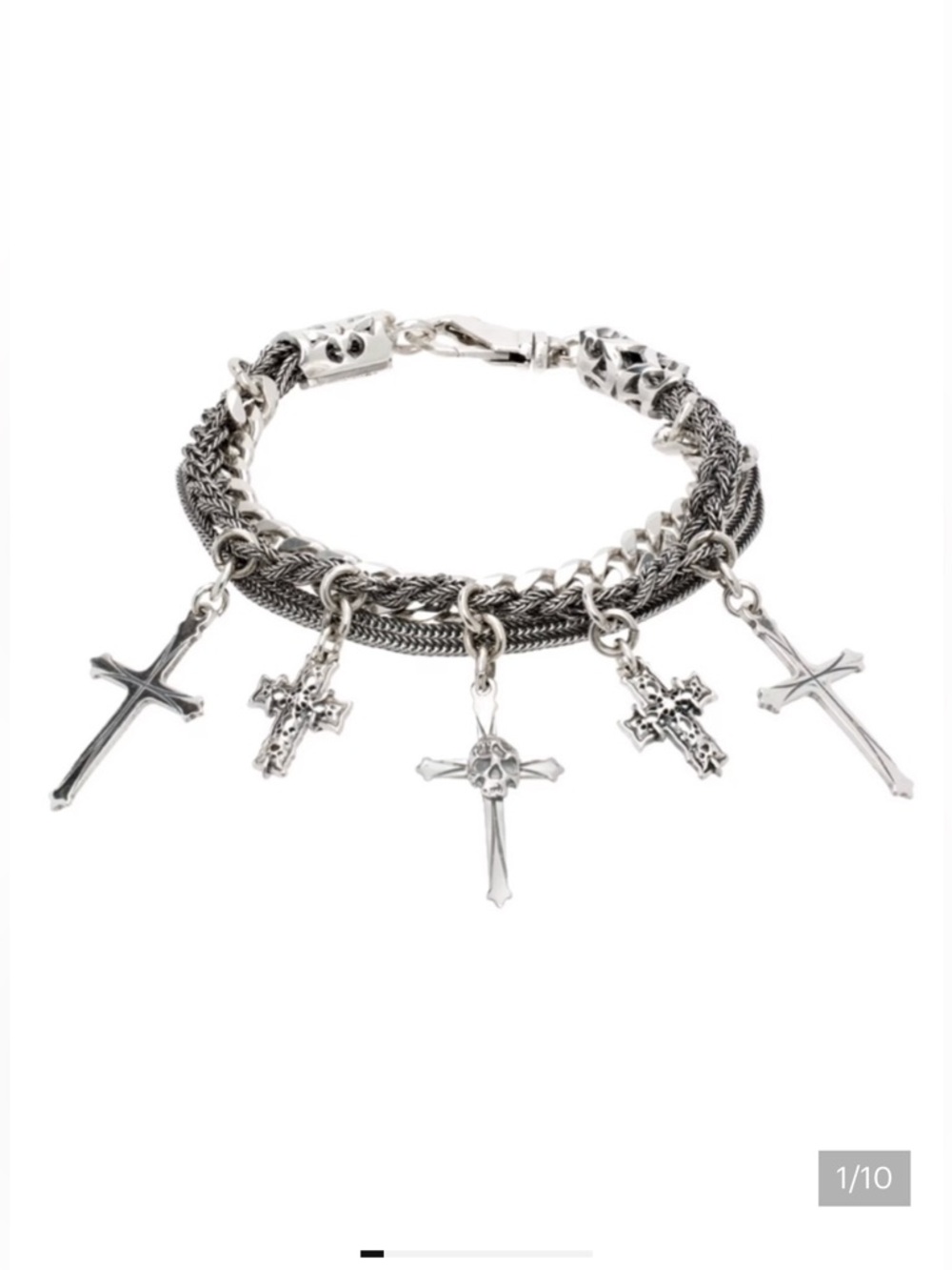 Emanuele Bicocchi Silver Cross Charm Bracelet